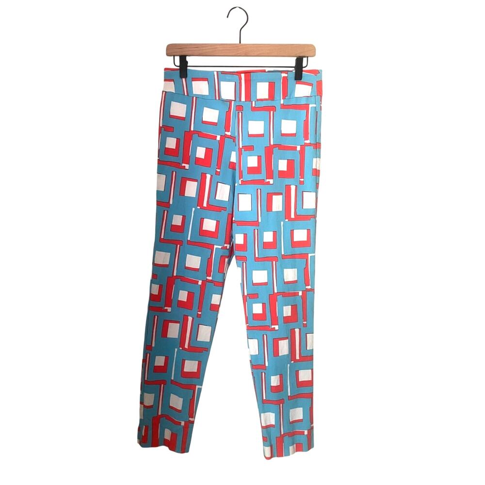 Krazy Larry Red Blue Retro USA 4th of July Eclectic pull on pants size 10/Medium - Picture 2 of 4